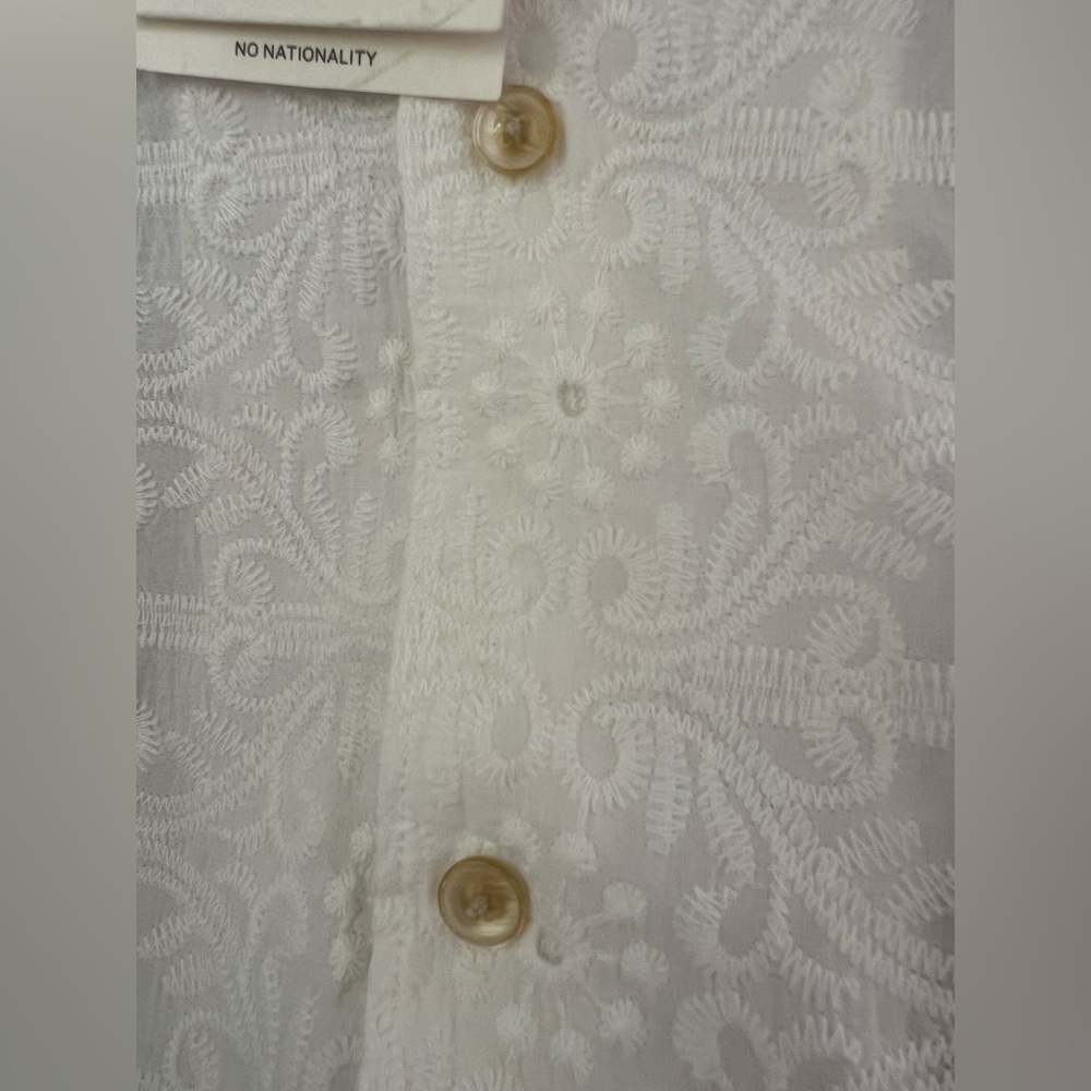 NN07 Julio Eyelet Embroidered Shirt In White Size XL New - Picture 6 of 10